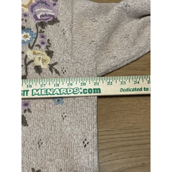 Jantzen Classics Cardigan Sweater Hand Embroidered Women Size Medium Floral VTG - Picture 4 of 15
